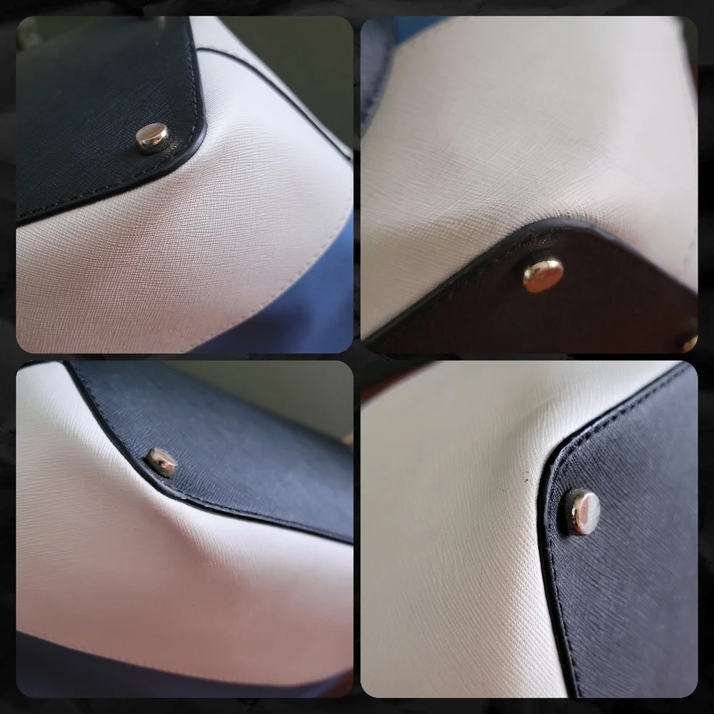 Kate Spade Laurel Way Dally Colorblock Tote Blue White Leather Bag